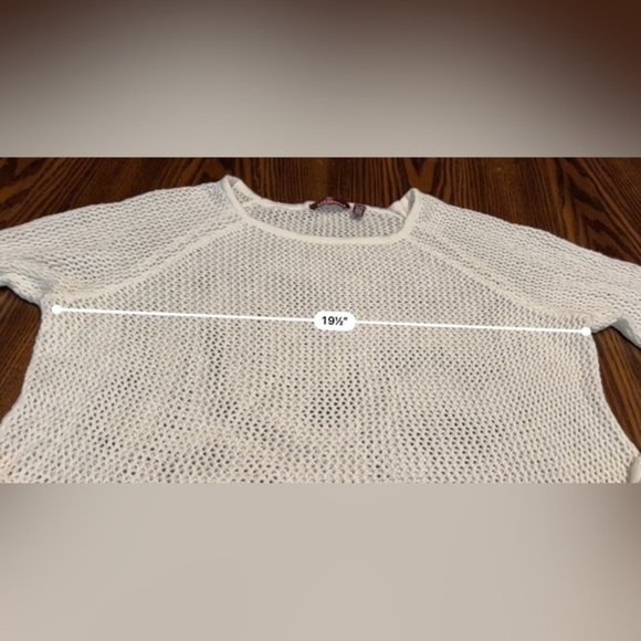 525 America Women's White Open Knit Long Sleeve Pullover Top XL sweater EUC - Picture 9 of 10